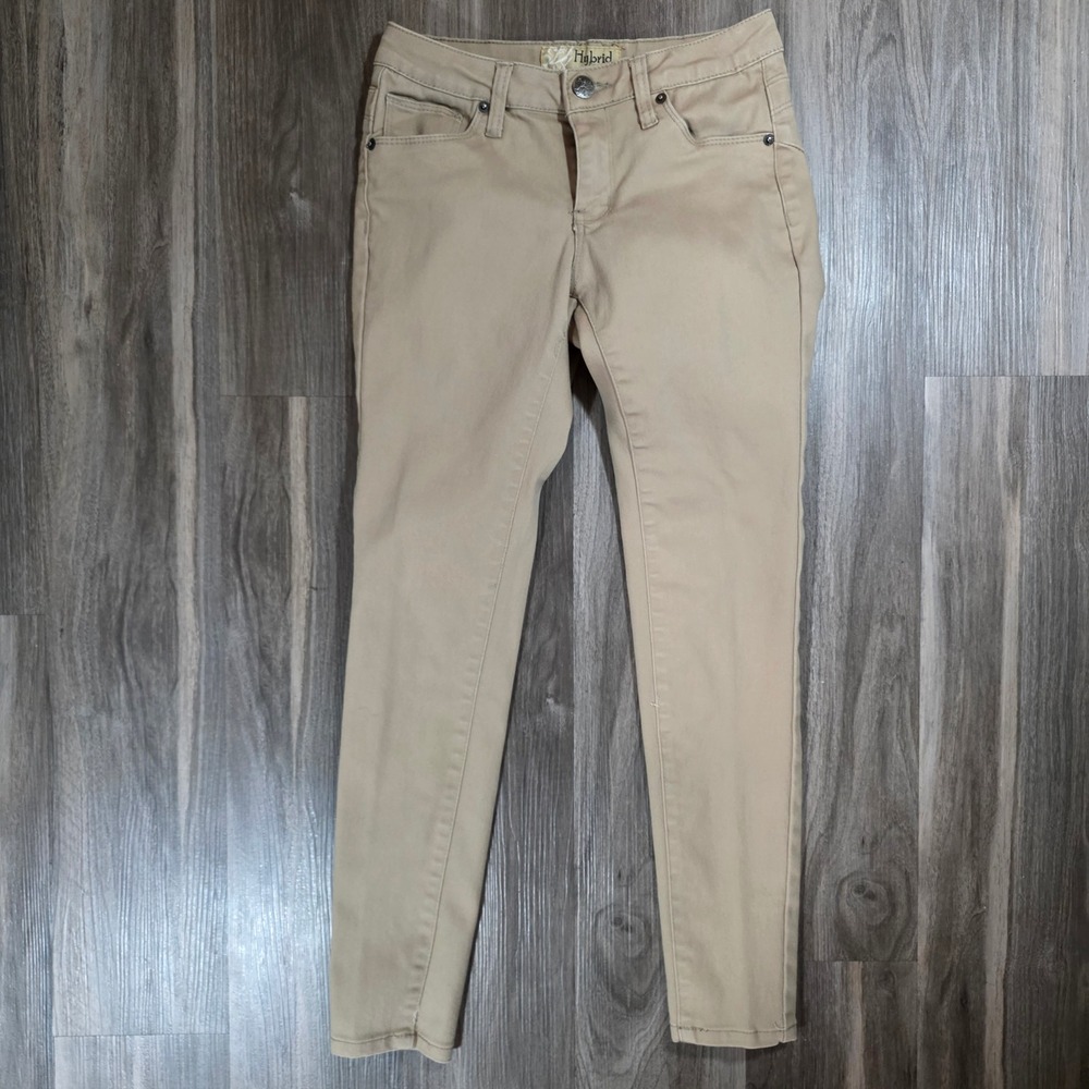 Hybrid & Company Khaki Tan Skinny Pants Low Rise Stretch Twill Size‎ 1 Short